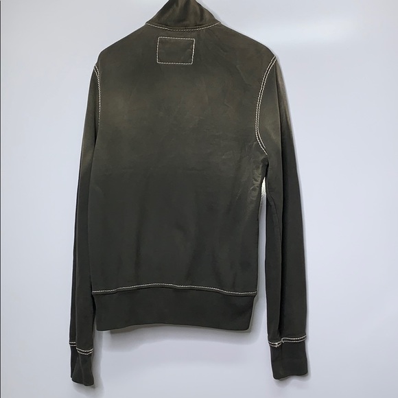 TRUE RELIGION Olive Dye Collar Zip Jersey Sweater - Picture 6 of 8